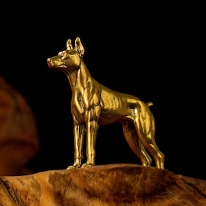 Messing Dobermann Statue - Vintage Wachhund Figur, handgefertigtes massives Metall Wohnkultur Geschenk