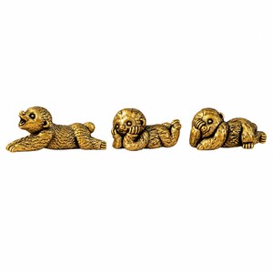 Solid Brass Sloth Figurines Three Gentle Resting Poses Desk and Shelf Decor image 11