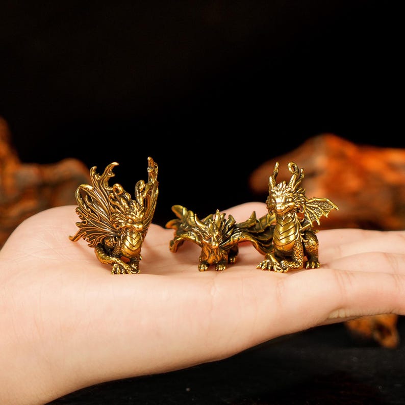 Solid Brass Dragon Miniatures – Mythical Fantasy Decor for Home ...