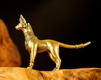 Solid Brass Egyptian Cat Statue – Bastet Figurine for Altars & Book Nooks