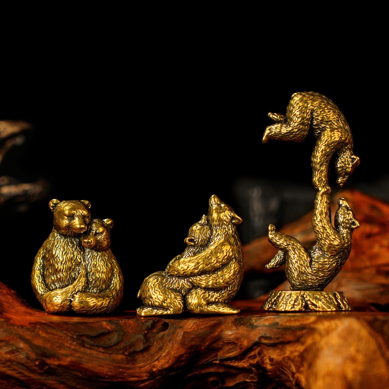Statue Ours En Bronze Massif Style Art Déco/Art Nouveau - 22cm, 2,7kg, Décoration Animalière
