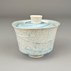 Light Blue Textured Gaiwan 100ml | Glaze | Gongfu Tea Brewing Vessel | Handmade Ceramic | 2025