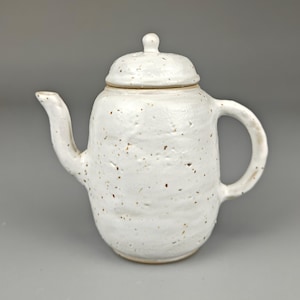 150ml Gongfu Teapot – White Textured Glaze with Speckles, Handmade in Kunming