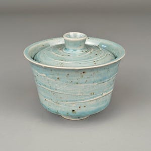 Gaiwan 100ml | Light Blue Glaze with Oxide Speckles | Gongfu Tea Brewing | Textured Time Waves | 2025