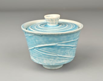 Gaiwan 100ml | Light Blue Textured Glaze | Gongfu Tea Brewing Vessel | Handmade Ceramic | 2025