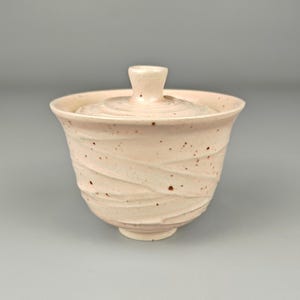 Gaiwan 130ml | Textured &quot;Waves of Time&quot; Pattern | Light Pink Glaze with Oxide Specks | For Chinese Tea Ceremony | Handmade 2025