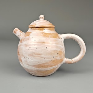 150ml Handmade Gongfu Teapot – Speckled White Glaze, Unglazed Interior, High-Fired Clay