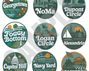 ワシントン DC 近隣地域のグラフィック - DC 収集可能な地図画像