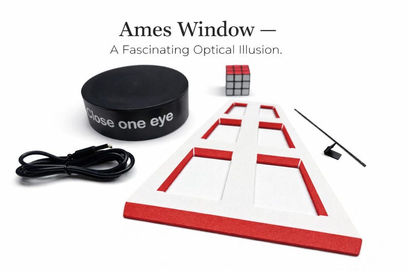 Ames Window Optical Illusion, 3D Illusion Decor, Science Gift, Optical Illusion Toy, Desk Toy, Kinetic Art, Mind Bending, Unique Gift image 1