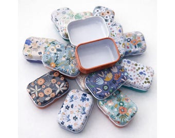 Tiny Metal Storage Box | Mini Empty Tin | Small Organizer for Tiny Items | Floral Design