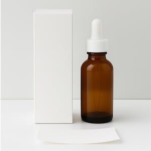 6-Pack 30ml Glass Dropper Bottles with Boxes & Waterproof Labels | Amber or Frosted | For Serums, Oils, DIY Skincare | White Caps
