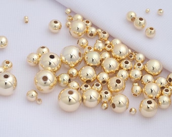 Bracelet Beads,14K Gold Filled Round Ball Spacer Beads,Gold Spacer Beads for Bracelet Necklace Earrings Jewelry Making