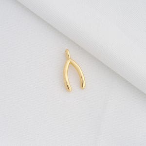 1 pcs Wishbone Pendant,18K Gold Filled Wishbone Charm,Wishbone Charm DIY Bracelet Necklace Jewelry Making Findings Supply,17x8.5x1.5mm