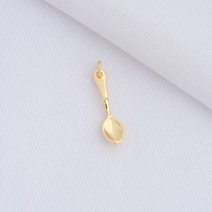 1 pcs Gold Tableware Pendant,18K Gold Filled Spoon Charm,Tableware Charms DIY Jewelry Making Findings Supply,29x6.5x2.5mm