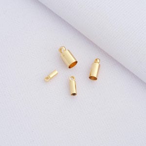 50 pcs Bead Caps 18K Gold Filled Cord End Cord Tip Solid End Cap DIY Bracelet Necklace Jewelry Making Finding Supply