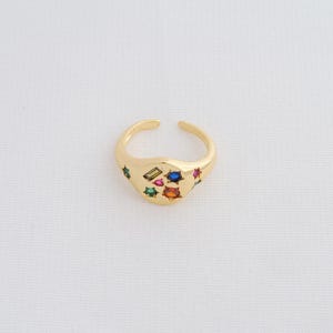 1 pcs Gold Signet Ring,18K Gold Filled Thick Gold Ring,Adjustable Ring,Gifts for Her,Open Ring,Statement Ring,