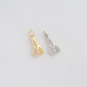 1 pcs Gold Spoon Fork Charm,18K Gold Filled Spoon Pendant,Fork Charms,Tableware Charm,DIY Jewelry Supplies,20x8.6x2mm