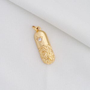 1 pcs Gold Capsule Charm,18K Gold Filled Pill Pendant,DIY Jewelry Supplies,31x9x4.5mm