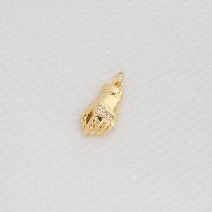 1 pcs Gold Gloves Charm,18K Gold Filled Hand Pendant,Gloves Charms,Gesture Charm,DIY Jewelry Supplies,25.5x12x7mm