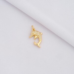 1 pcs Gold Dolphin Charm,18K Gold Filled Marine Life Pendant,DIY Jewelry Supplies,22x13x3mm