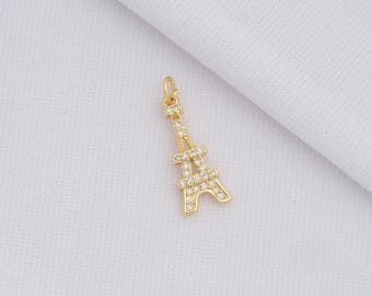 1 pcs Gold Eiffel Tower Charm,18K Gold Filled Tower Pendant,DIY Jewelry Supplies,24.8x9x2.2mm