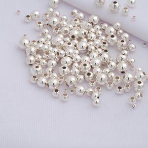 50 pcs Sterling Silver Beads,S925 Sterling Silver Ball Spacer Beads,DIY Bracelet Necklace Earrings Jewelry Making