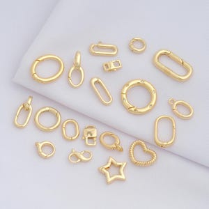 1 pcs Gold Spring Clasps,18K Gold Filled Round Clasps,Paper Clip Clasps,Push Gate Clasps,DIY Jewelry Supplies