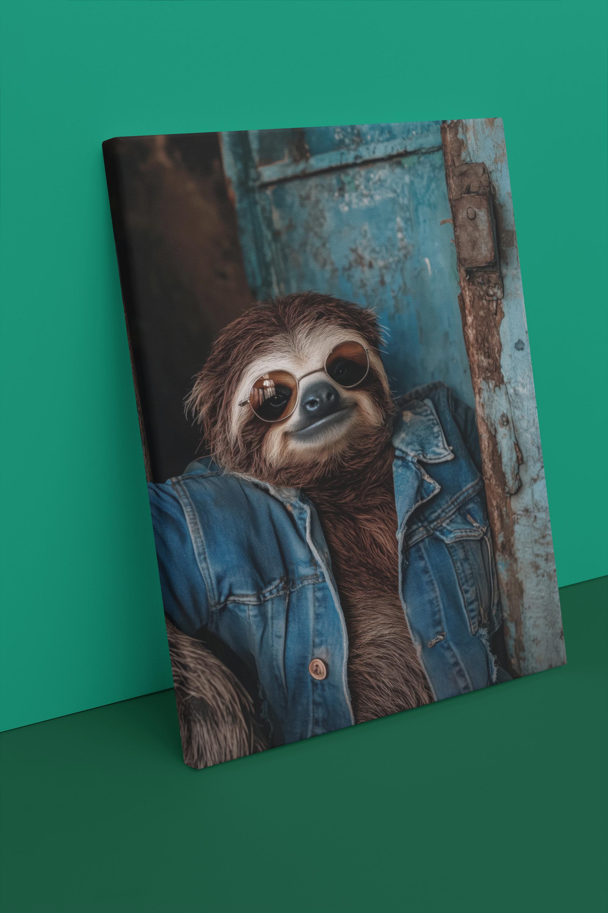 Cool Sloth Art Print | Funny Animal Wall Decor | Sloth in Sunglasses ...