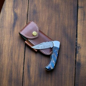 Custom Handmade Damascus steel pocket knife, Premium Quality folding knife. Anniversary gift.
