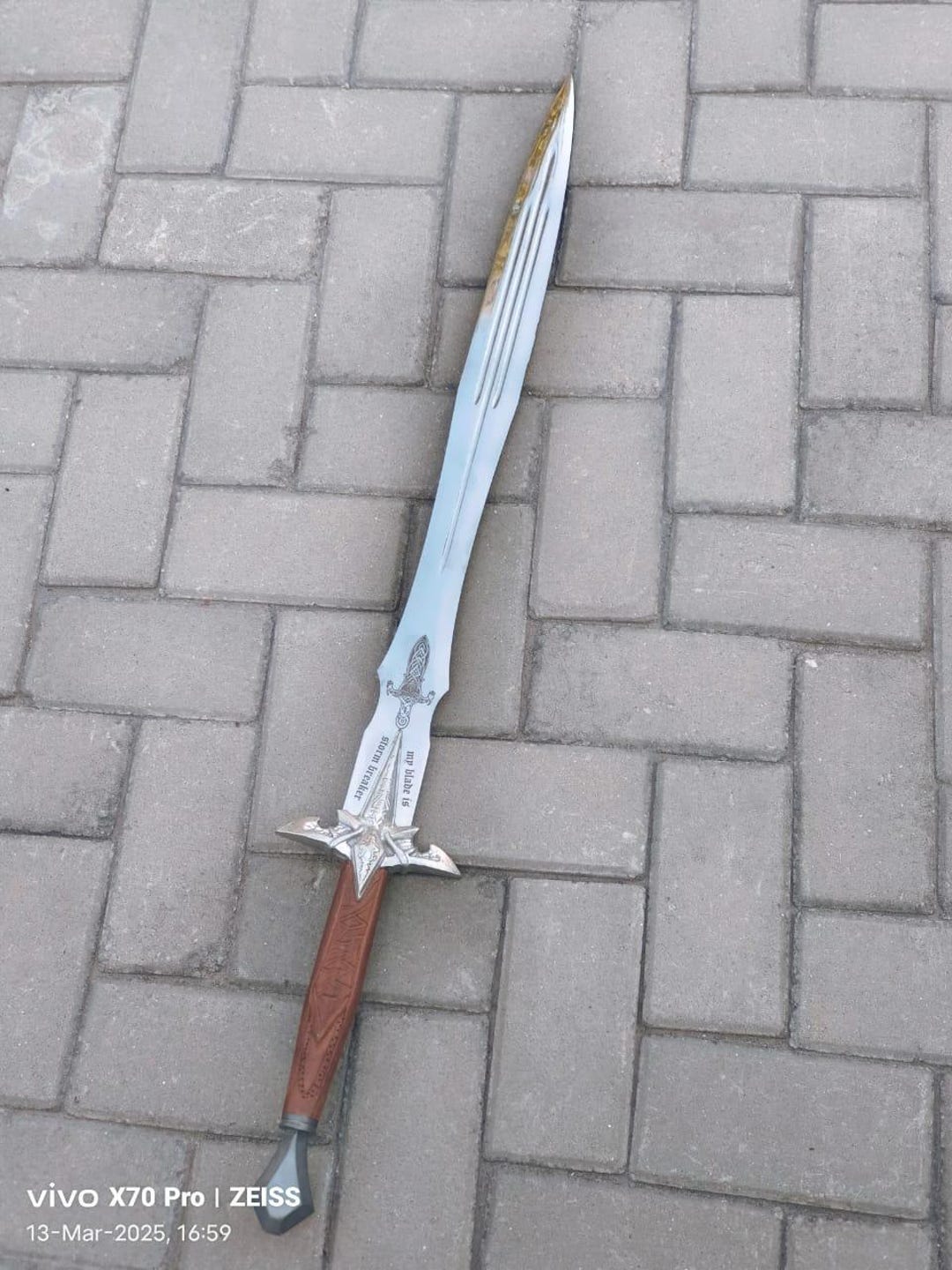 Handmade Royal Knight Sword: Engraved Rose Wood Handle, Stainless Steel ...