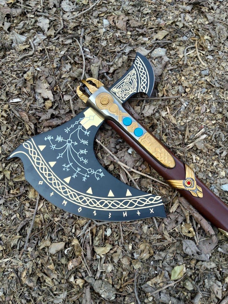 Handmade Nordic Axe Display, Stainless Steel, Rosewood Handle, Leather ...