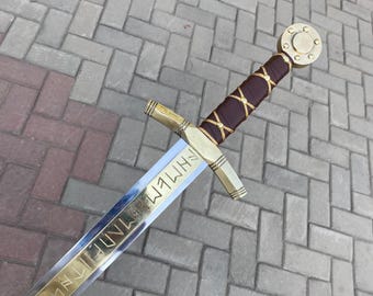 Réplica de Excalibur hecha a mano y personalizada, inspirada en Merlín, colección de fantasía medieval, regalo de exhibición con temática de mago.
