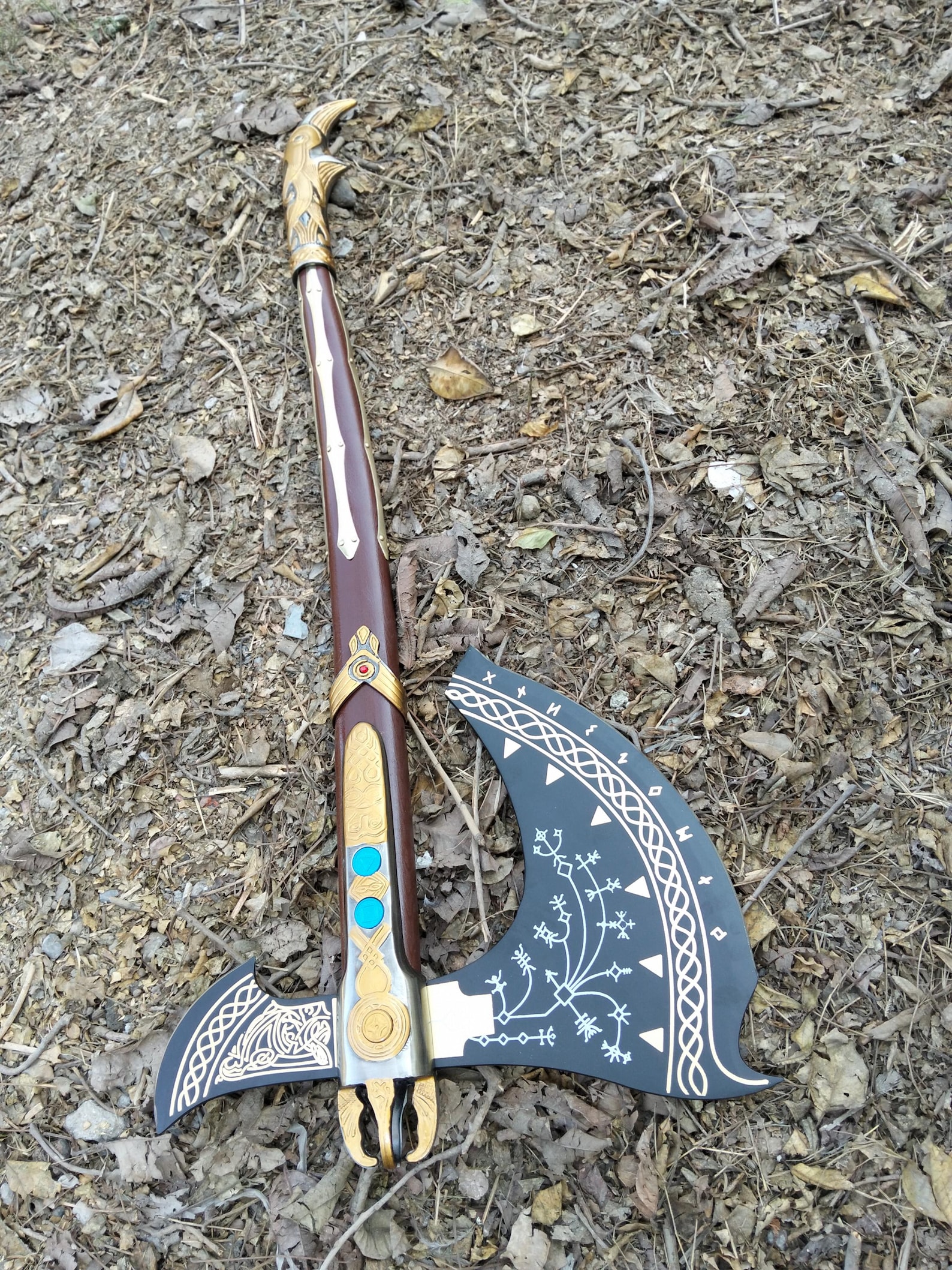 Handmade Nordic Axe Display, Stainless Steel, Rosewood Handle, Leather ...