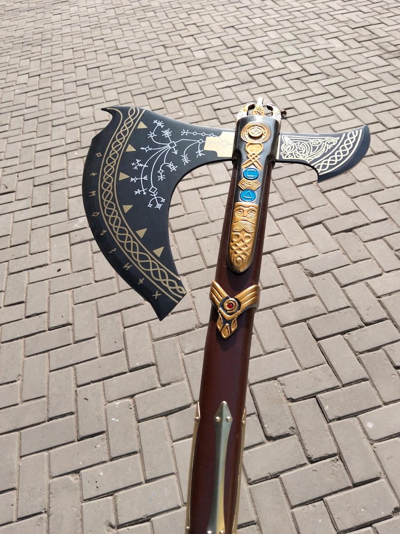 Handmade Nordic Axe Display, Stainless Steel, Rosewood Handle, Leather ...
