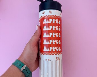 Football Hippos 20oz Water Bottle