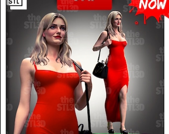 Red Girl Elegant Woman Model STL File For 3D Printing Fan Art Figurine Statue Collectible - theSTL3D