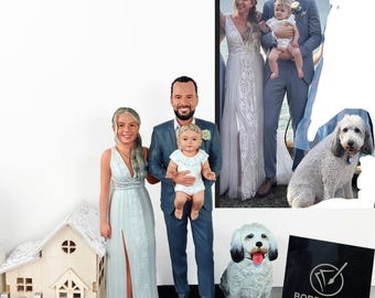 Handmade Custom 3D Figurine, Personalized Family Portrait Sculpture, Christmas Gifts