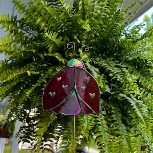 Stained Glass Lady Bug Plant Stake