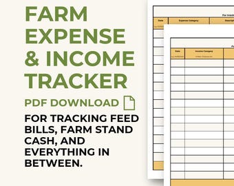 Farm Expense and Income Tracker: Printable PDF Sheet to Track Farm Finances