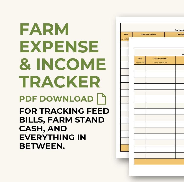 Farm Expense & Income Tracker – Printable PDF for Small Farm Budgeting ...