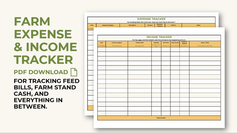 Farm Expense & Income Tracker – Printable PDF for Small Farm Budgeting