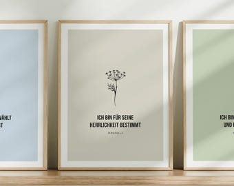 Pósteres cristianos en un conjunto, arte mural cristiano, Jesús, Dios, fe, versículo bíblico, salmo, Biblia, mural cristiano, regalo cristiano