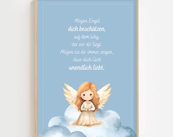Christian poster for a child's room, Christian gifts, Jesus, God, faith, children, Psalm, Bible, picture, Christian wall art