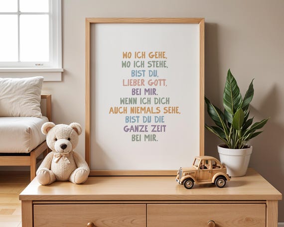 christliches Poster für das Kinderzimmer, christliche Geschenke, Jesus, Gott, Glaube, Kinder, Psalm, Bibel, Spruch, christliches Wandbild