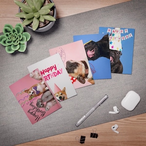 Whimsical Birthday Greeting Cards Set - Fun Animal Designs, Happy Birthday Wishes, Pet Lover Cards, Cute Greeting Cards, Party Invitations
