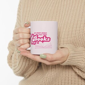 Whimsical Book Lover&#39;s Ceramic Mug, Cute Coffee Cup, Pink Bookish Gift, Reading Mug, Personalized Cozy Drinkware, 11oz and 15oz Options