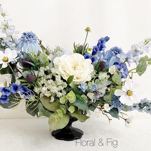 Blue and White Floral Arrangement | Faux Floral Arrangement | Hydrangeas Floral Centerpiece | Mothers Day Gift | English Cottage