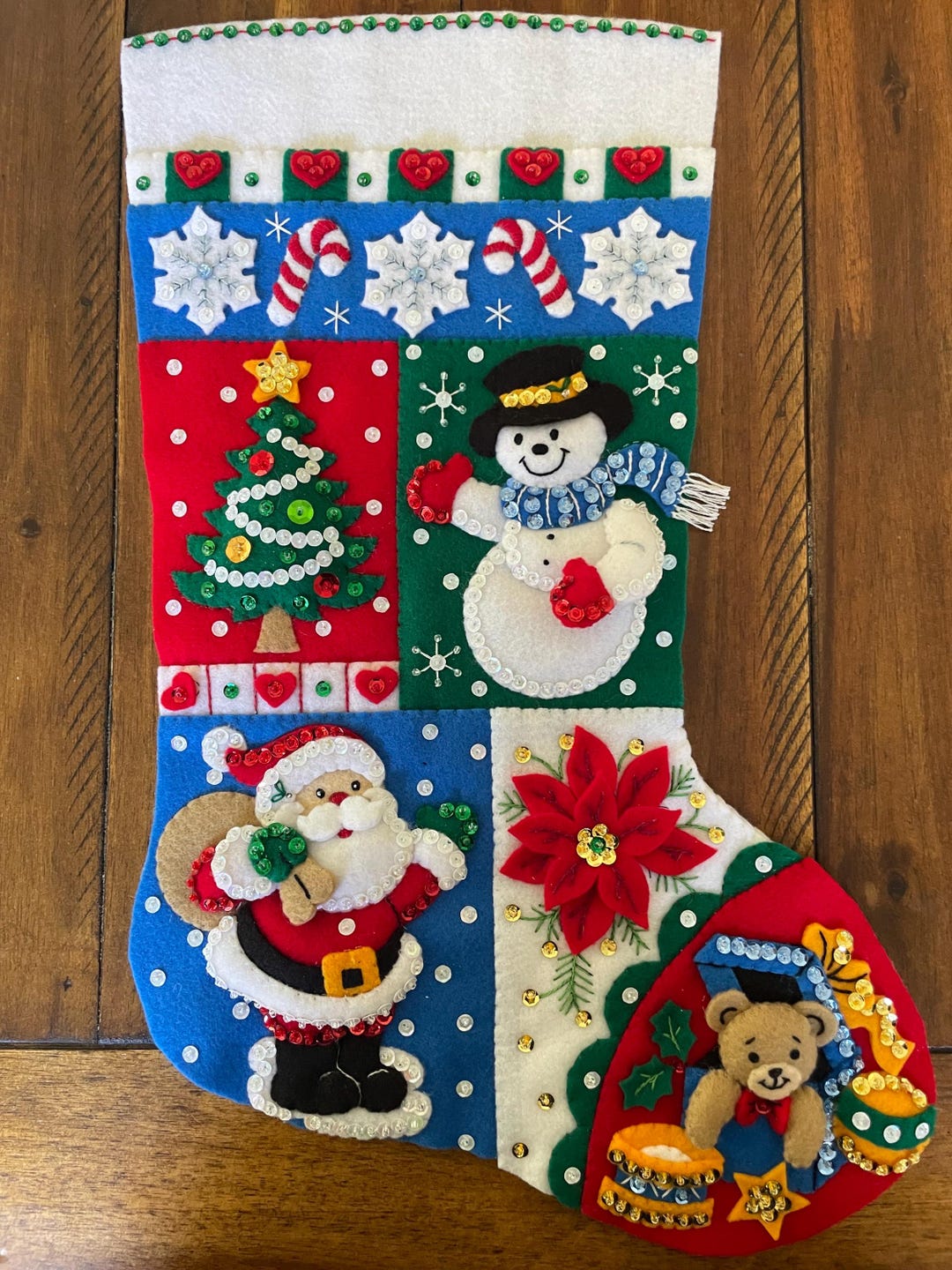 Bucilla Handmade Christmas Stocking - Holiday Patchwork - Etsy