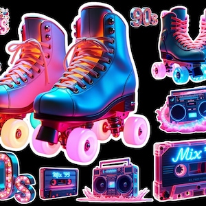 Retro 90&#39;s Sticker Pack – 68 Nostalgic Decals for Scrapbooking, waterproof vinyl stickers