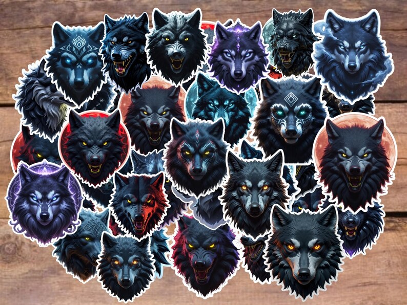 Wolf Shadow Sticker Dark Wolf Head Stickers | 108 PNG Illustrations (digital Download) - Etsy